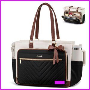 Quilted Laptop Tote Bag Professional Work Travel Multi-Pocket Organization